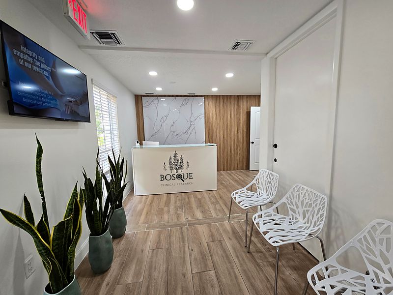 Reception and waiting area of Bosque Clinical Research